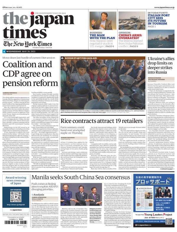Prima-pagina-The-Japan-Times-oggi-edizione-di-oggi-20250528